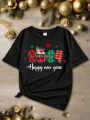 Teen Girls' Casual New Year 2024 Printed Short Sleeve T-Shirt, Suitable For Summer