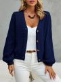 SHEIN Frenchy Drop Shoulder Button Front Cardigan