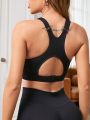 Yoga Basic Solid Color Hollow Out Sport Bra