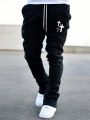 Men Letter Graphic Drawstring Waist Sweatpants