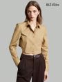 SHEIN BIZwear Ladies Solid Color Cropped Long Sleeve Shirt