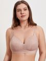 SHEIN DesireSculpt Plus Contrast Lace Wireless Bralette