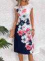 Floral Print Round Neck Dress