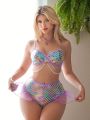 Women's Sexy Lingerie Set With Fish Scale Printed And Net Gauze Splicing