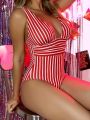 SHEIN Swim Vcay Striped Ruched One Piece Swimsuit