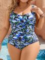 SHEIN Swim Classy Plus Size Floral Printed One-piece Swimsuit