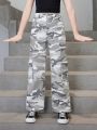 Girls (large) Jeans New Casual Fashion Camouflage Work Style Denim Straight Pants