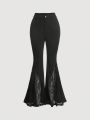 SHEIN MOD Flared Pants With Lace Detailing