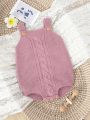 Baby Girls' Knitted Romper With Suspenders