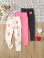 Girls' Heart Pattern Leggings