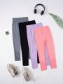 4pcs/Set Sports Fitness Leggings For Tween Girls