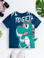 SHEIN Kids QTFun Toddler Boys' Dinosaur Print T-Shirt With Realistic Tail Element