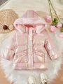 Baby Girl Solid Zip Up Hooded Puffer Coat