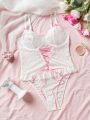 SHEIN Ladies' Sexy Lace Lingerie Set With Strap Design