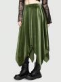 Fairycore Asymmetrical Hem Velvet Midi Skirt