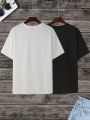 Men's Plus Size Text Pattern Short Sleeve Casual T-shirt