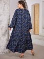 SHEIN Mulvari Women's Chain Pattern Plus Size Arabic Clothing