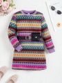 SHEIN Kids HYPEME Toddler Girls' Princess Style Sweet, Fashionable, Elegant & Cool Woven Dress For Casual And Party Wear