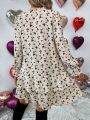 SHEIN LUNE Ladies Full Butterfly Print Ruffle Sleeve Dress