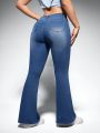 SHEIN ICON Flared Jeans With Wash Processing