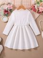 SHEIN Kids EVRYDAY Young Girl Figure Graphic Appliques Frill Trim Dress