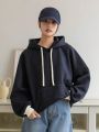 Dazy-Less Color Blocked Kangaroo Pocket Raglan Sleeve Hoodie