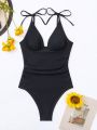 SHEIN Swim Classy Women's Ruffled Spaghetti Strap One Piece Swimsuit
