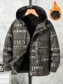 Boys' Thickened Windproof Printed Jacket For Autumn/winter