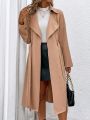 SHEIN Privé Lapel Neck Belted Trench Coat