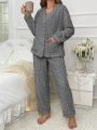 Furry Long Sleeve Long Pants Home Wear Set