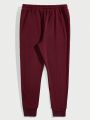 Manfinity Men's Solid Color Fleece-Lined Drawstring Waist Sweatpants