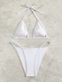 SHEIN Swim BAE Heart Shaped Mesh Triangle Cup Bikini Swimsuit Set