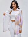 MCiro Tie Dye Button Front Shirt Dress