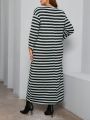 SHEIN Mulvari Plus Size Stripe Off-shoulder Dress