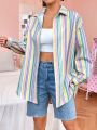 SHEIN Qutie Colorful Striped Women's Shirt