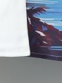 SHEIN Kids SUNSHNE Tween Boy Casual Street Fashion Coconut Tree Print Patchwork Shirt For Vacation