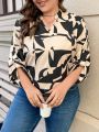 SHEIN LUNE Plus Size Geometric Patchwork Pattern Shirt