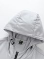 Men'S Contrast Drawstring Hooded Track Jacket