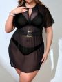 SHEIN Swim Basics Plus Size Women'S Mesh Cardigan Dress