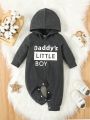 Baby Boy Slogan Graphic Hooded Jumpsuit