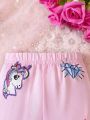 Baby Girl Unicorn & Slogan Graphic Pants