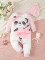 Baby Girls' Cute Panda Ballet Printed Jumpsuit For Autumn And Winter