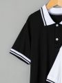 SHEIN Kids EVRYDAY Young Boy'S Color-Block Striped Polo Shirt