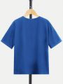 SHEIN Kids EVRYDAY Boys' Comfortable Casual Round Neck Short Sleeve T-Shirt With Letter Print
