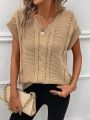 SHEIN LUNE Cable Knit Batwing Sleeve Sweater Vest