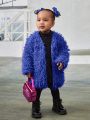 SHEIN Baby Girl Solid Teddy Coat