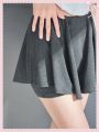 SHEINNeu Balletcore Bow Solid Ruffle Hem Skort Summer Women Clothes