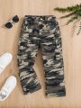 SHEIN Young Girl's Y2k Camouflage Print Cargo Style Cool Straight Jeans