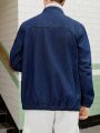 Manfinity Hypemode Men's Solid Color Half-high Collar Zipper Denim Jacket