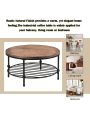 Rustic Natural Round Coffee Table with Storage Shelf for Living Room, Easy Assembly (Round)